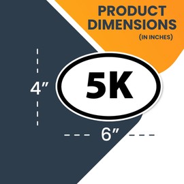 Magnet Me Up 5K Marathon Black Oval Magnet Decal, 4x6 Inches, Heavy Duty Automoitve Magnet for Car Truck SUV