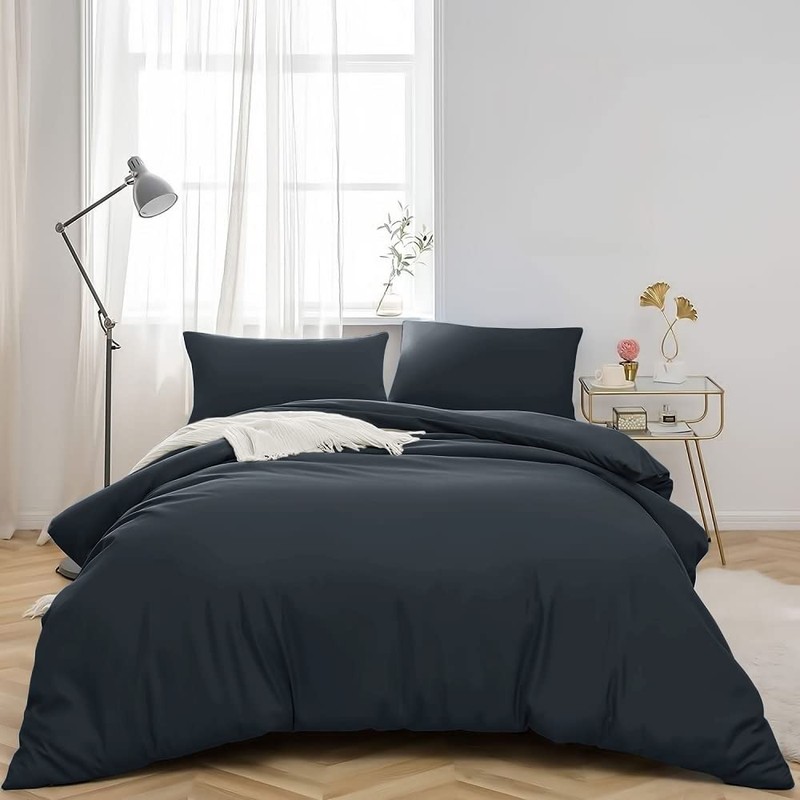 MOONLIGHT20015 Single Duvet Cover - Charcoal Solid Soft Single Bedding