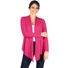 Fuchsia Womens Cardigan Sweater Open Front, Fuchsia, X-Large