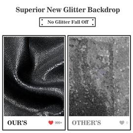 Outpain Thick 10 ft x 10 ft Black Sequin Backdrop Curtain for Parties, Wrinkle Free Glitter Photo Backdrop Drapes 2 Panels 5x10ft Black Back Drop Cloth for Wedding Christmas Photography Background