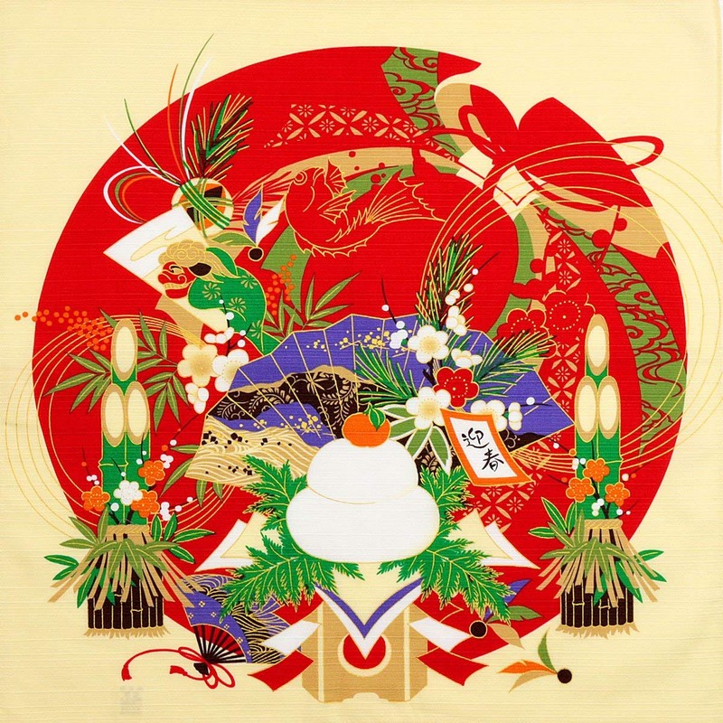 Furoshiki Furoshiki Saijiki, Seasonal Pattern, 100% Cotton, Small Furoshiki Tapestry