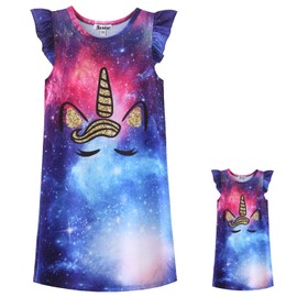 Matching American Girls&Dolls Nightgowns Unicorn Sleepwear Pajamas 18 inch Doll Dress,Size 6 7