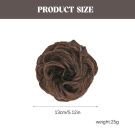 FDEETY Messy Bun Haarteil mit Gummiband Lockiges Synthetisches Dutt Haarteil Haarverlängerung Hochsteckfrisur Haarschmuck für Damen Haargummi mit Haaren (Hellbraun)