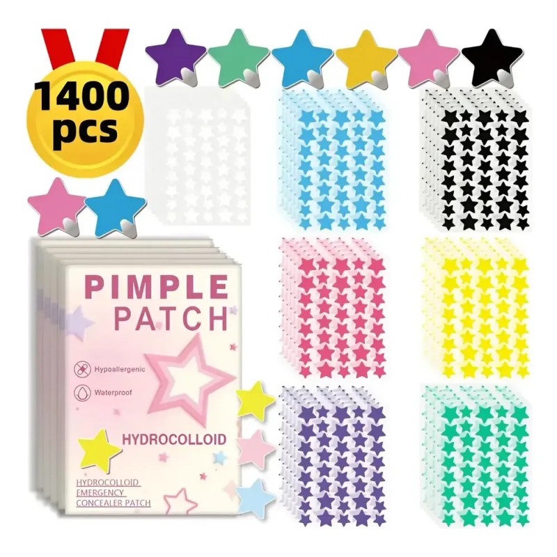 1400 Parches Para Acné En Estrella Hidrocoloide Normal Día/n