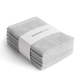 herzbach home - Spa Collection - Set of 5 Guest Towels 30 x 50 cm 100% Cotton (Pearl Grey)