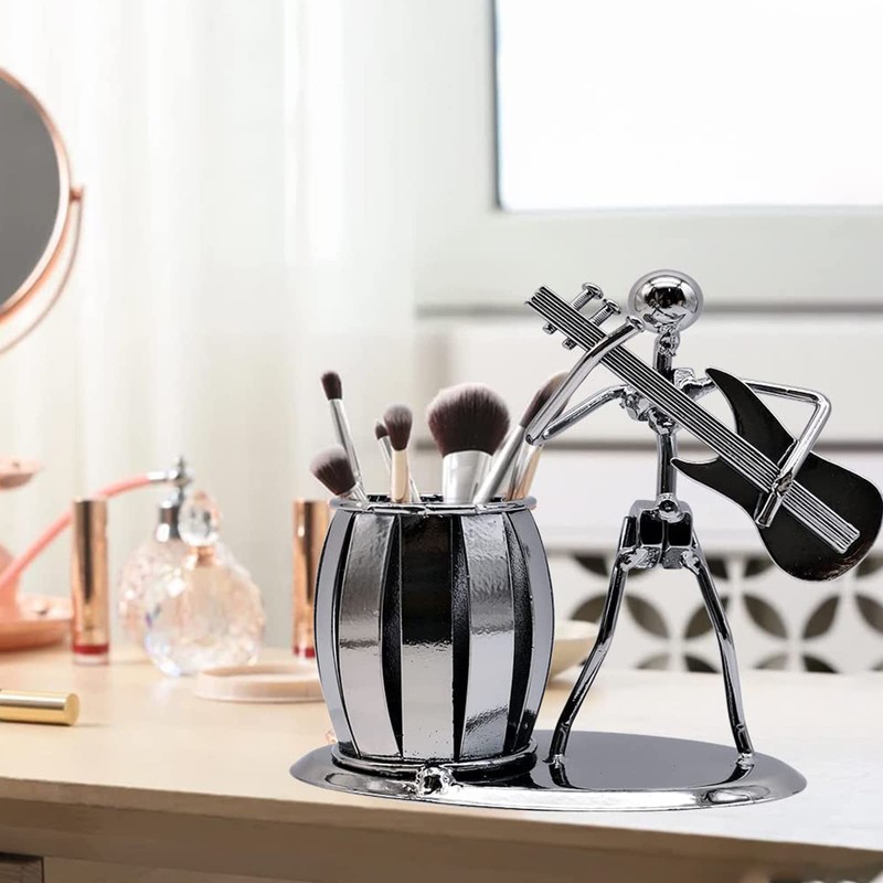 OVBOVA Guitar Pen Holder Metal Pencil Holder Creative Desktop Accessories