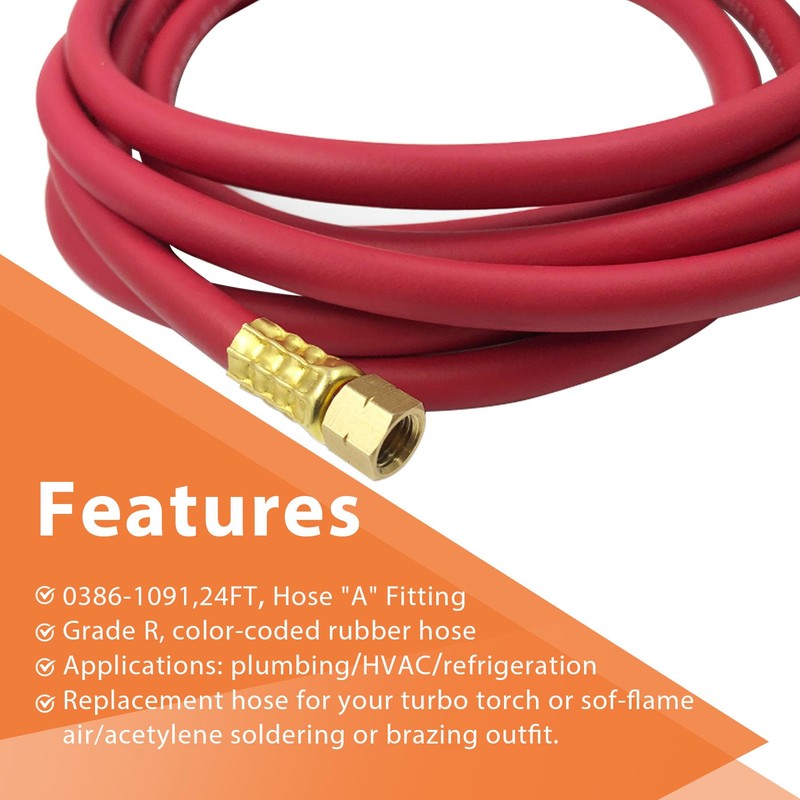 0386-1091 AH-24 Air Acetylene Torch Hose With Lashing Strap, 24FT