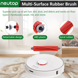 Neutop Replacement Parts Compatible with Roborock Qrevo S/Qrevo Plus/Qrevo Pro/Qrevo MaxV, Robot Vacuum Accessories 1 Roller Brush 4 Filter 6 Side Brush 4 Mop Pad 4 Dust Bag