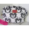 Betsey Johnson Large Cosmetic Bag Makeup Ruffle White Floral Bouquet