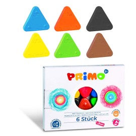 PRIMO 074TRI6 Wachsmaler, Wachstriangeln, Wachsmalstifte, Wachsmalkreide Extra Stark, 6 Farben