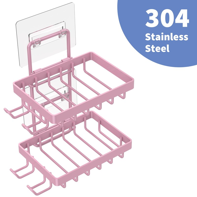 Moforoco Double Soap Bar Holder for Shower, No Drilling, 304