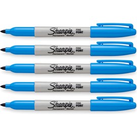 SHARPIE Blue, Fine Point Tip, Permanent Markers, 5-Count (Brilliant Blue)