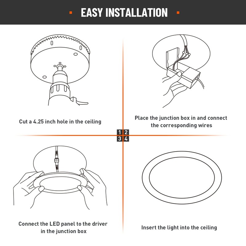 6 Pack Recessed Lighting 4 Inch with Junction Box, 5CCT