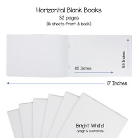 Hygloss Products Blank Books Journaling, Sketching, Writing & More - Arts & Crafts - Horizontal, Landscape Style - 5.5 x 8.5 Inches, 10 Pack, 5.5 x 8.5 Inch, White