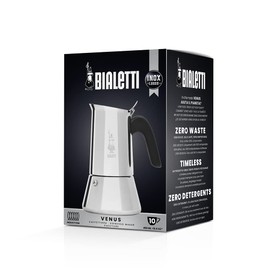 Bialetti - New Venus Induction, Stovetop Coffee Maker, Suitable for all Types of Hobs, Stainless Steel, 10 Cups (15.5 Oz), Silver