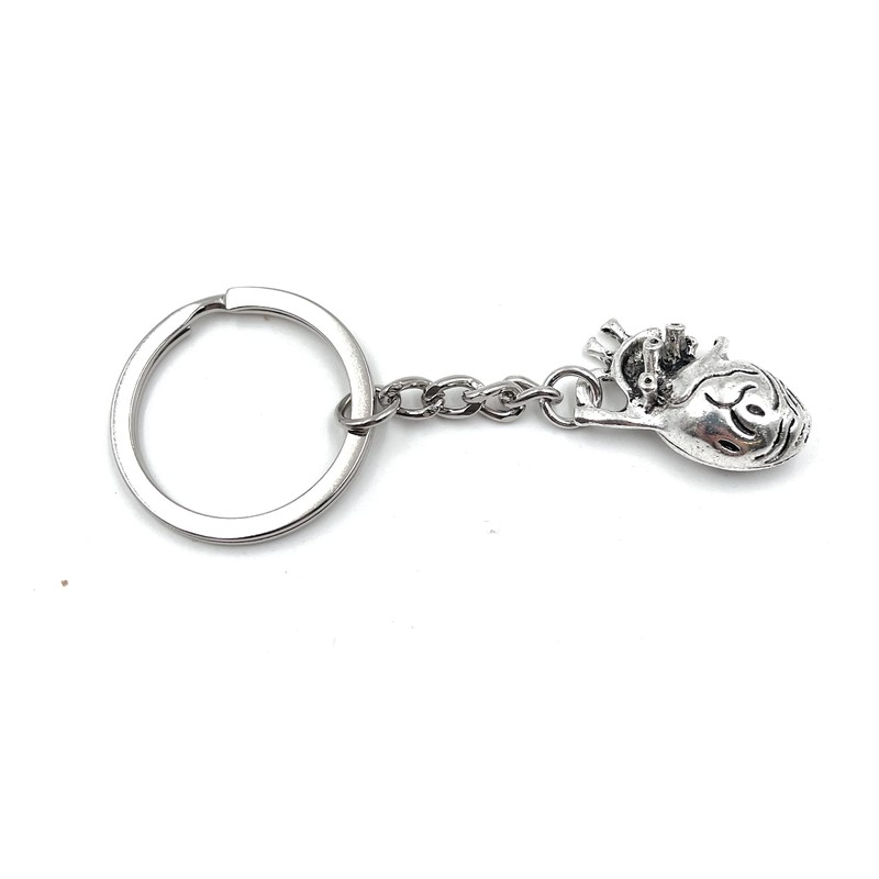 H-Customs Heart Anatomical Organ Silver Keyring Pendant, silver