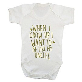 When I Grow up I Want to be Like My Uncle Baby Vest Bodysuit Babygrow Boys Girls Unisex Gold