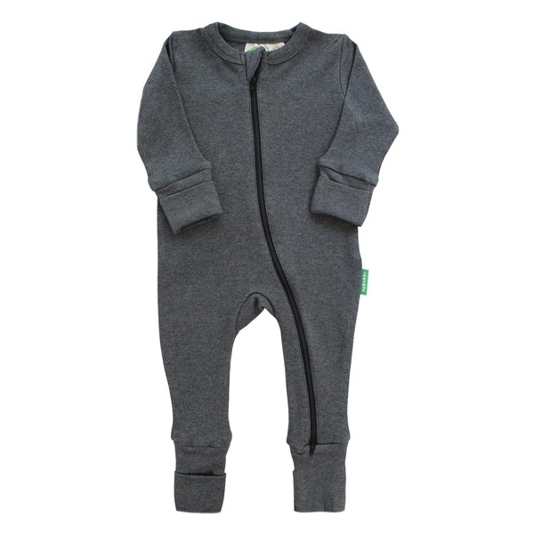 PARADE Organic Snuggle Soft Melange '2-Way' Zipper Romper Charcoal Melange
