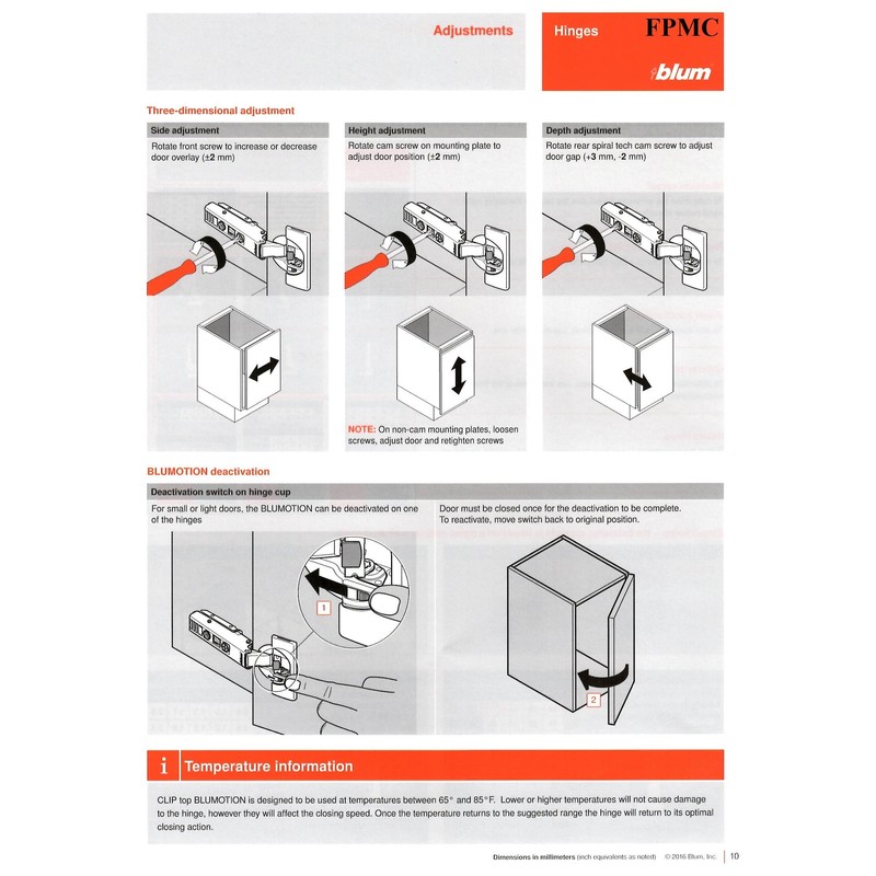 Blum Clip top BLUMOTION Soft-Close Hinges, 110 Degree, Self Closing,