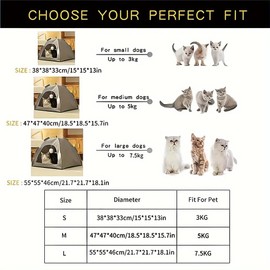 OCACA 1 PC 15 * 15 * 13 inch Portable Cat Tent House Removable Cat Bed Summer Pet Cat Dog Deep Sleeping Teepee Cozy Camping Pet Sun Shelter Kitten Supplies