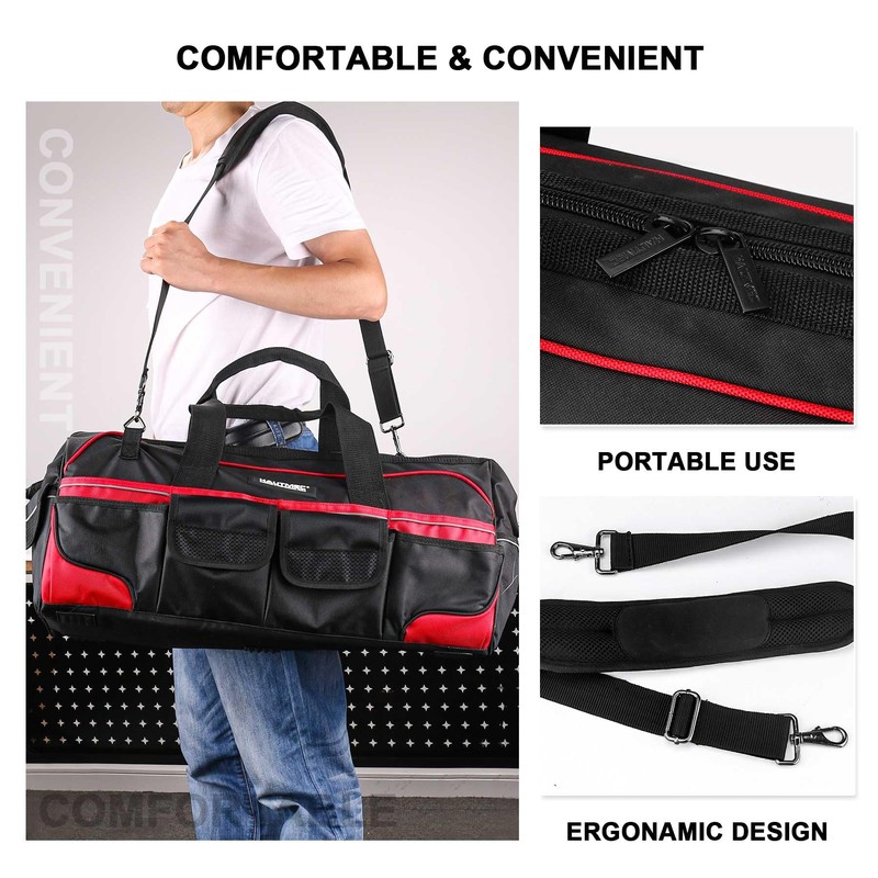 HAUTMEC 24" Large Pro Tool Bag, Heavy-Duty 1680D Double-Layer Fabric