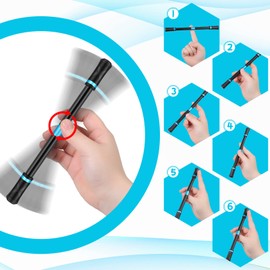 Spakon 4 Pcs Spinning Pen Rolling Finger Rotating Gaming Trick Pen Mod Stress Releasing Brain Training Toys for Games Learning Office Supplies(Black, Blue)