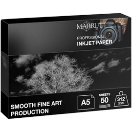 Marrutt 312gsm Smooth Fine Art Production Inkjet Photo Paper - A5, 50 Sheets