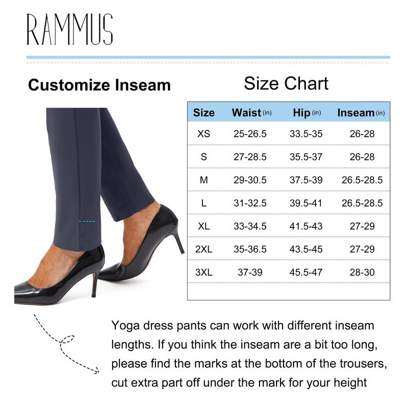 Rammus Womens Yoga Dress Pants with Pockets Stretch Work Leggings