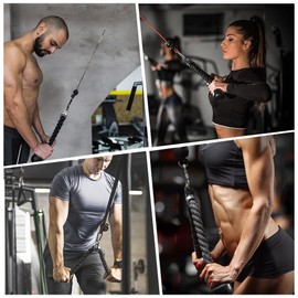 Hosioe Cable Machine Attachment Set Triceps Pull Down Rope with Resistance Band Handle and Carabiner