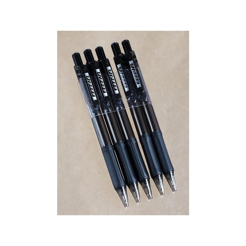 Retractable Ballpoint Pen, Black, 0.03 inches (0.7 mm), Pack of
