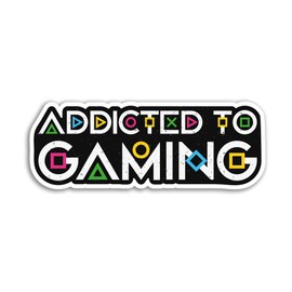 2 x 10cm Addicted to Gaming Vinyl Stickers - Gamer Game Glitch Men Boys Addict Addiction Love Fan Decal Luggage Laptop Gift Sticker #80111