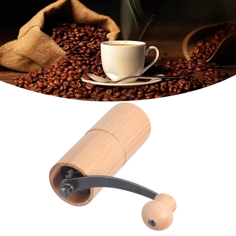 Manual Coffee Grinder Adjustable Detachable Beech Wood Stainless Steel Core