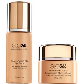 GLO24K Rejuvenating 24k Eye Cream and Serum With 24k Gold, Hyaluronic Acid, Vitamins A,C,E