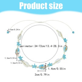 EIHI 1 Piece Shell Chain Blue Shell Chain Women's Adjustable Shell Key Leg Necklace for Women Beach Jewellery Seaside Single