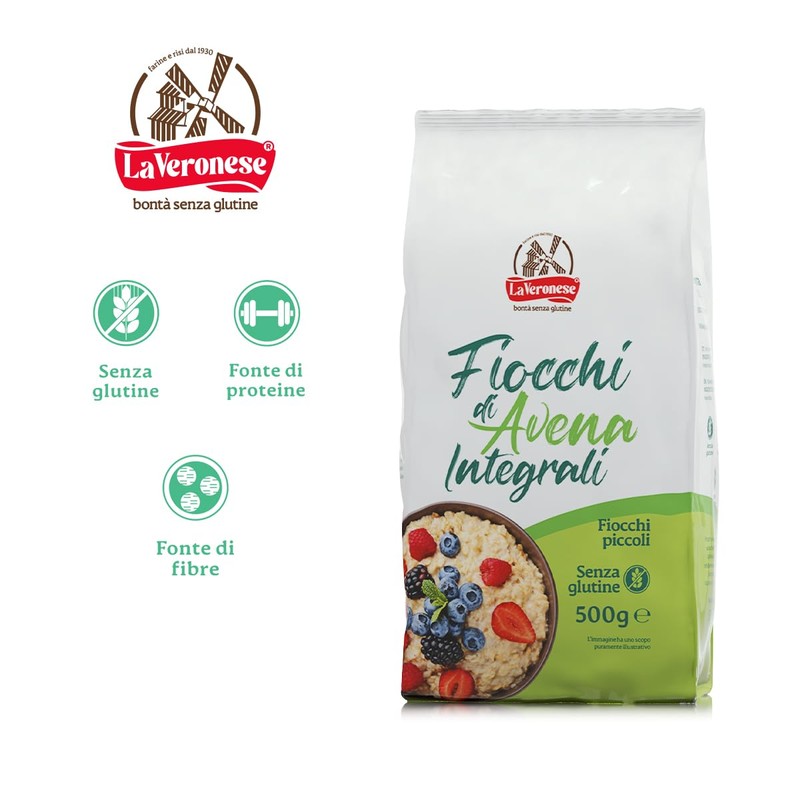 La Veronese | Fiocchi d'Avena Integrale, Fiocchi Piccoli, Senza Glutine,