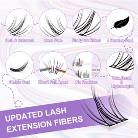 NAGARAKU Cluster Lashes, Sunflower Style Lashes Individual Eyelash Extensions DIY Natural False Eyelash Extension 0.07mm C Curl 10-14mm Mix Length