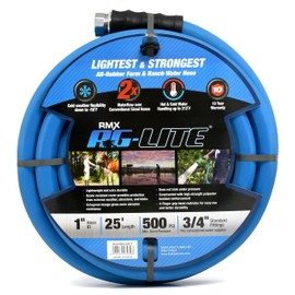 AG-LITE BSALONE25 1" x 25' Hot/Cold Water Rubber Garden Hose, 100% Rubber, Ultra-Light, Super Strong, 500 PSI, 50F to 190F Degrees, High Strength Polyester Braided, 2x Water Flow