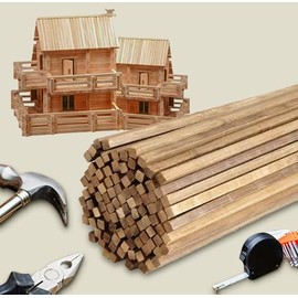 Pack of 100 Wooden Strips for Crafts Bamboo Wooden Sticks Charring Natural Bamboo Sticks Wooden Sticks for DIY Arts Craft Decoration (Wide 5 x 5 x 300 mm Length)