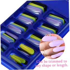 FOMIYES Long Colorful False Nails Set of Long Nail Art Includes Blue- Warm Autumn Shades for Manicure Decor and Festivals