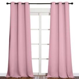 NICETOWN Patio Glass Door Blackout Curtains for Bedroom/Living Room, Privacy Panel Drapes for Dining Room and Guest Room (Crystal Pink, 42 inches Wide x 90 inches Long, 1 Pair)