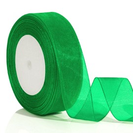 Gift Ribbon Green 25 mm 46 m Gift Ribbon Christmas Ribbon Green Packaging Ribbons Ribbon Christmas Gift Wrapping Christmas Birthday Fabric Ribbon Ribbon