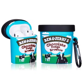 JoySolar for Airpod 1&2 Case, Cute Cartoon 3D Soft Silicone Air Pods Funny Cover, Kawaii Fun Cool Keychain Design Shell, Food Fashion Stylish Girls Kids Teens Women Cases for Airpods (Cow Icecream)