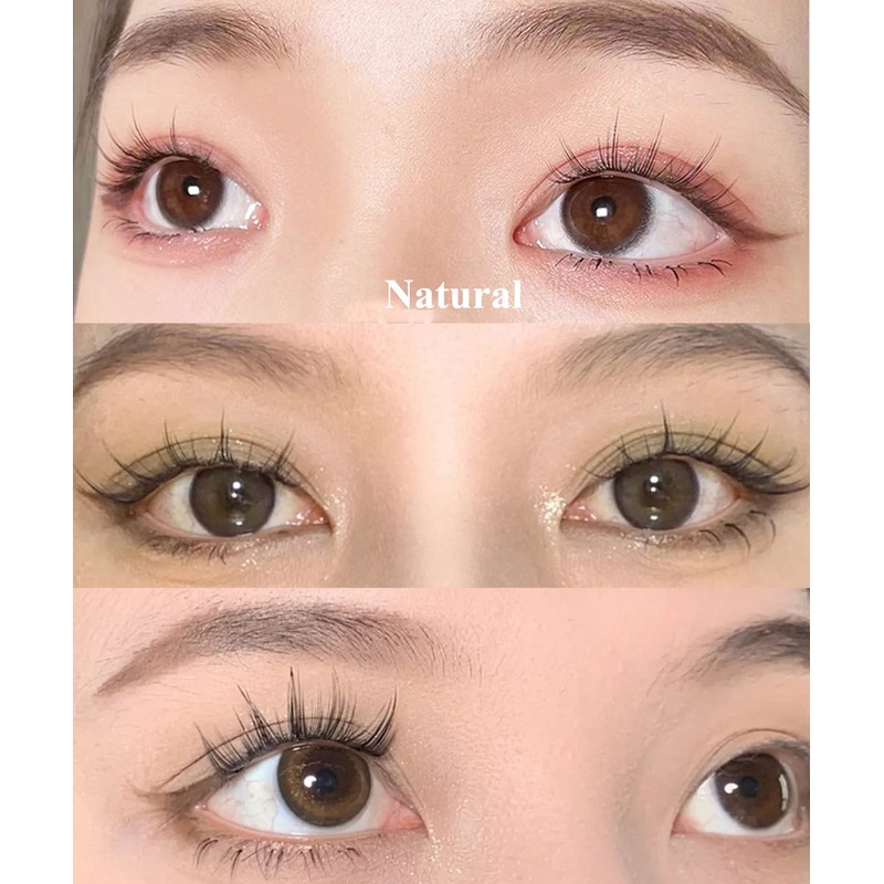 Manga Lashes Natural False Eyelashes Wispy Individual, 3D-C-6~12mm Cluster Lashes