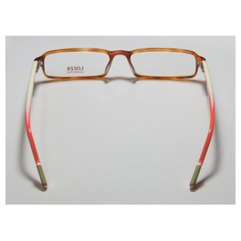 Lozza 1777v Mens/Womens Rectangular Full-rim Flexible Hinges Color Combination Casual Unisex Eyeglasses/Glasses (52-15-140, Amber/Orange / Multicolor)