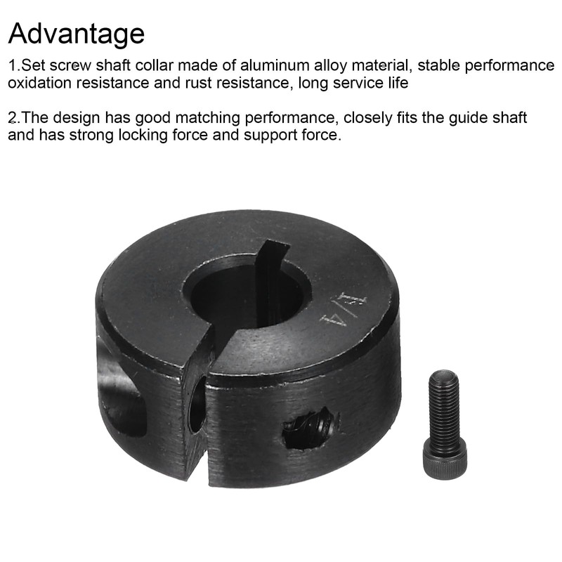 sourcing map Shaft Collar 1/4" Bore Single Split Carbon Steel