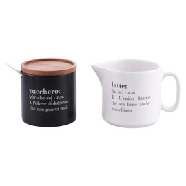 Villa d'Este Home Tivoli 1996 Victionary Stoneware Sugar Bowl and Milk Jug with Spoon