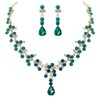 Carufin Bridal Wedding Crystal Necklace Earring Set Bride Necklaces Jewelry
