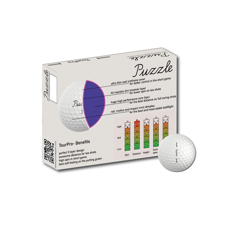 Puzzle TourPro Golf Balls 3 Layer Cast Urethane Cover Pack