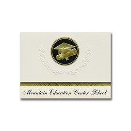 Signature Announcements Mountain Education Center School (Cleveland, GA) Graduation Announcements, Presidential Basic Pack 25 Cap & Diploma Seal. Black & Gold.