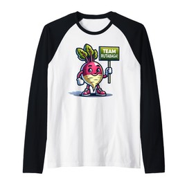 Team Rutabaga, Rutabaga Mascot, Funny Root Vegetable Raglan Baseball Tee